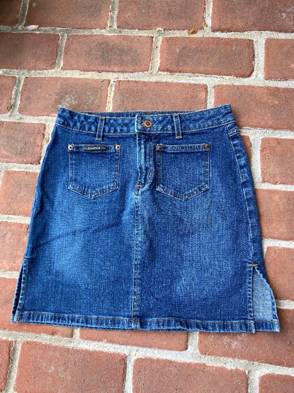 Vintage Y2K Rampage Denim Mini Skirt with Front Patch Pockets